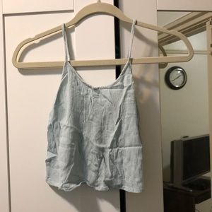 Light blue crop tank top with back tie details!